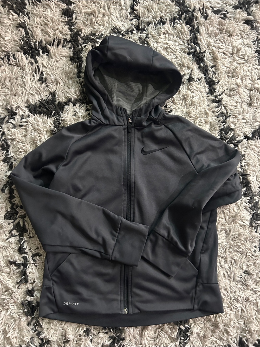 Nike Kids Dark Grey/ Black Hooded Dri-FIT Jacket